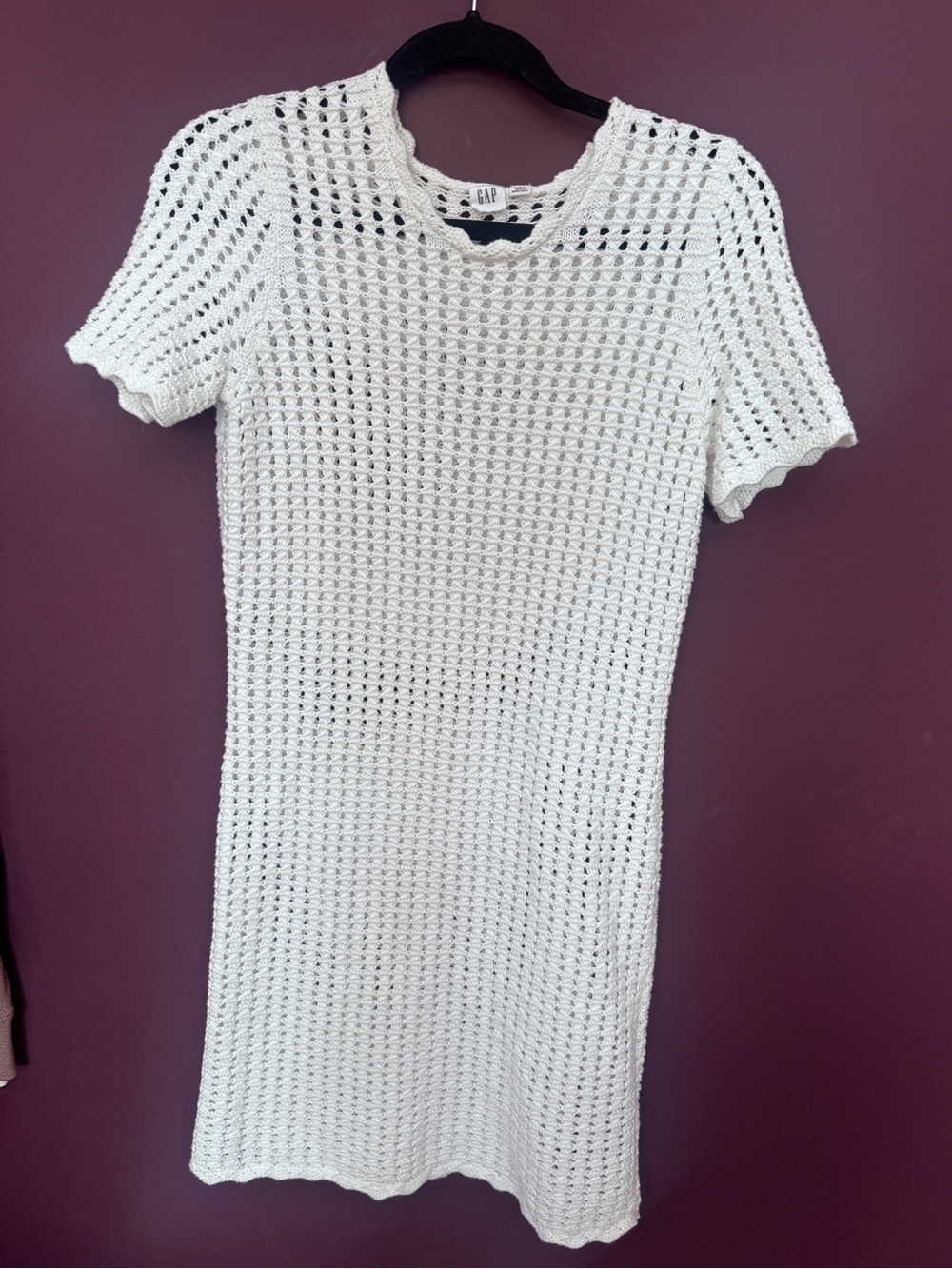 GAP Cream Crochet Short Sleeve Knit Dress